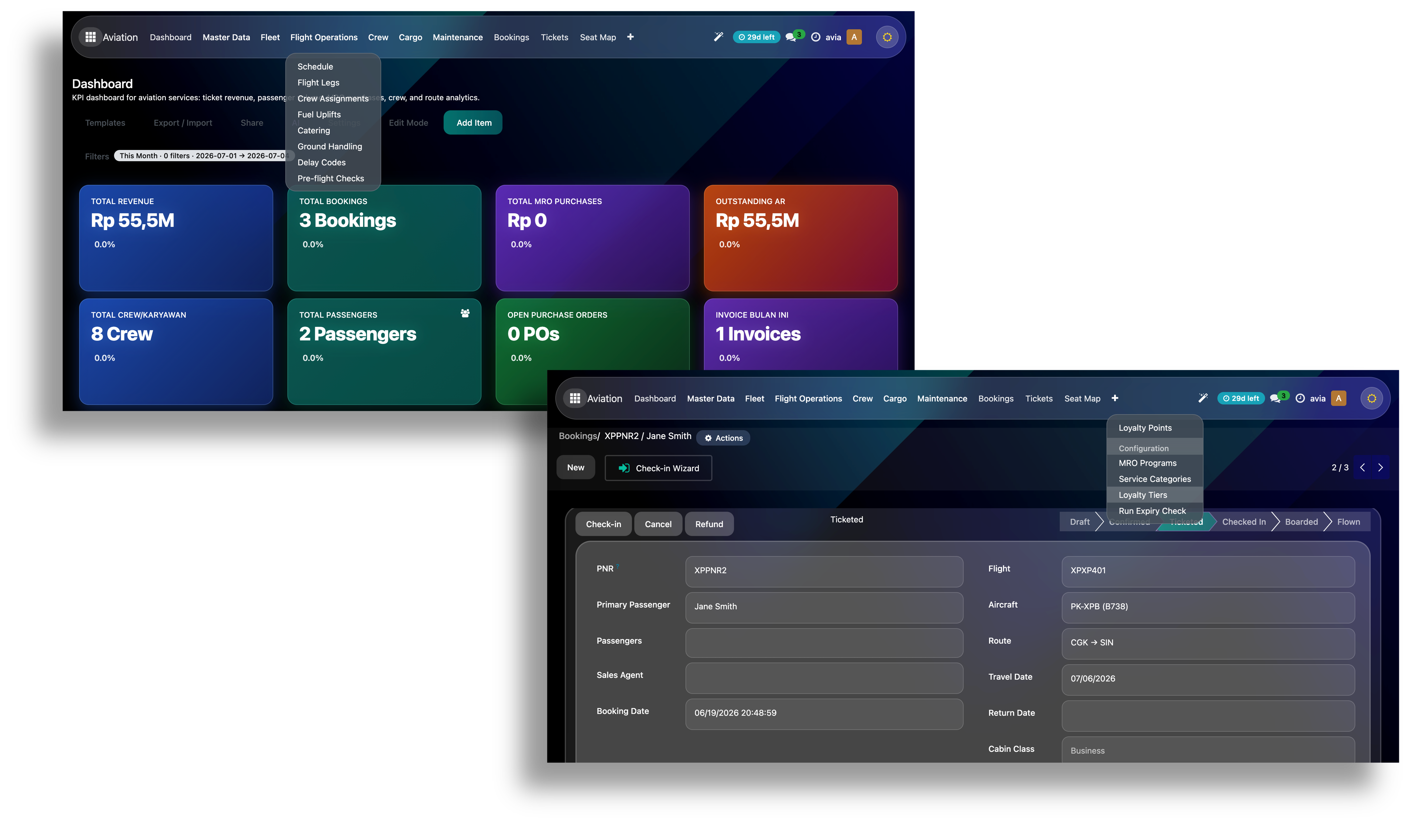 Booking & Ticket Screenshot